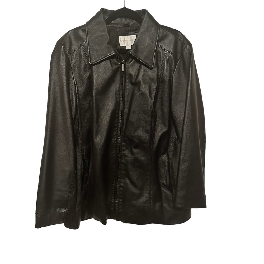 Worthington Vintage Black Leather Full Zip Jacket Size 1X